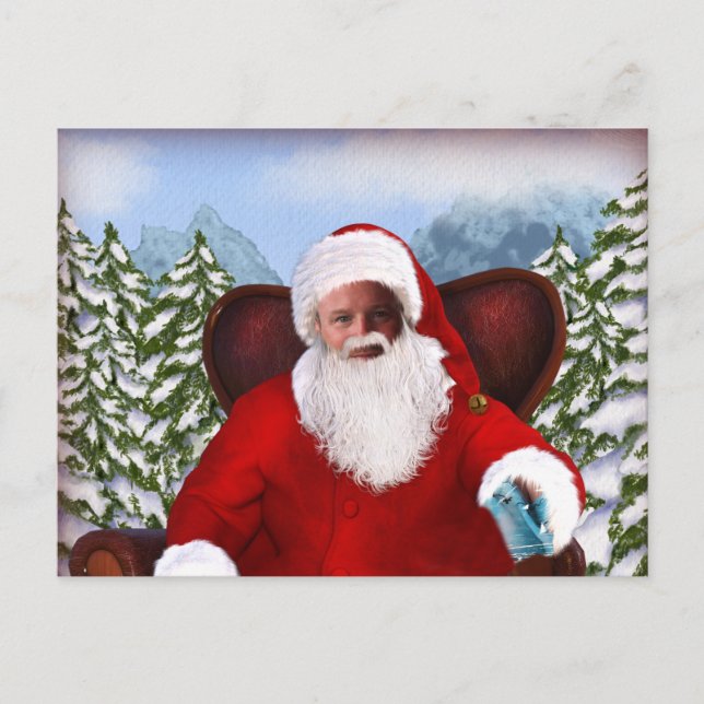 Personalised Santa Add your photo Holiday Postcard (Front)