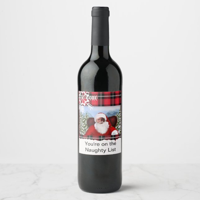 Personalised Santa Add your photo Wine Label (Front)