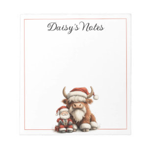 Personalised Santa and Highland Cow Notepad