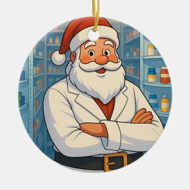 Personalised Santa as a Pharmacist Ornament (Front)