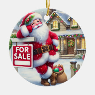Personalised Santa as a Real Estate Agent Ceramic Tree Decoration
