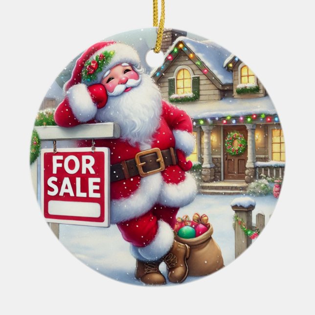Personalised Santa as a Real Estate Agent Ceramic Tree Decoration (Front)