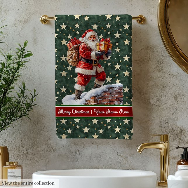 Personalised Santa Bath Towels in Trendy Colours (Personalized Santa Bath Towels in Trendy Colors)
