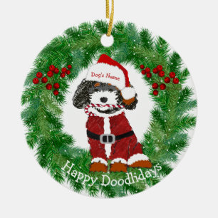 Personalised Santa Bernedoodle Ceramic Ornament