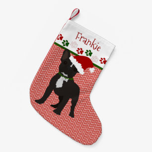 Personalised Santa Black French Bulldog Small Christmas Stocking