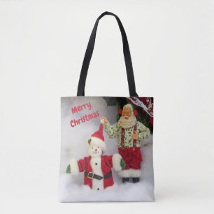 Personalised Santa Builds a Snowman Tote Bag