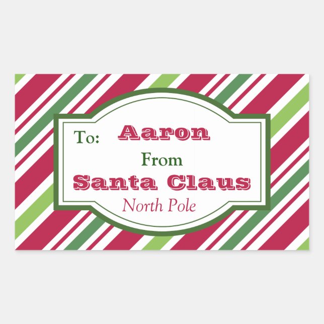 Personalised Santa Candy Gift Tag Stickers (Front)