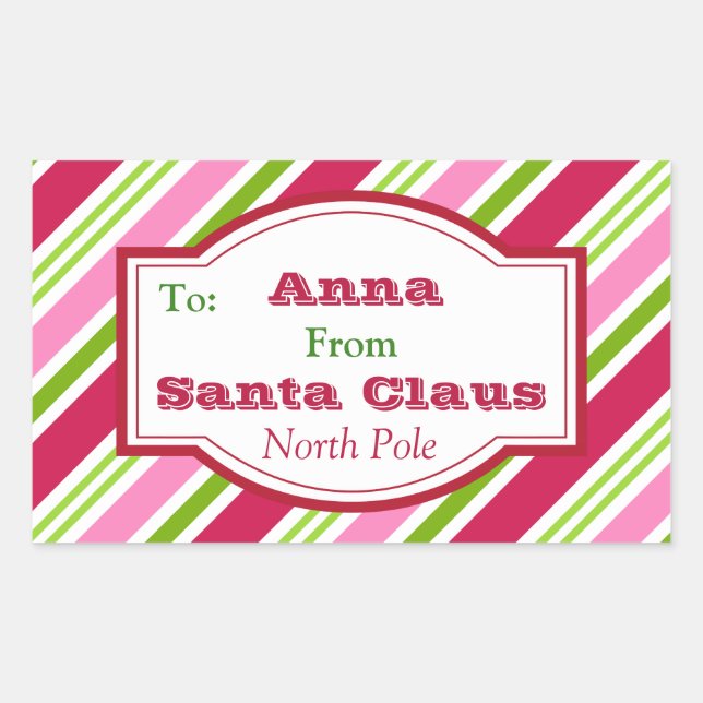 Personalised Santa Christmas Candy Gift Stickers (Front)