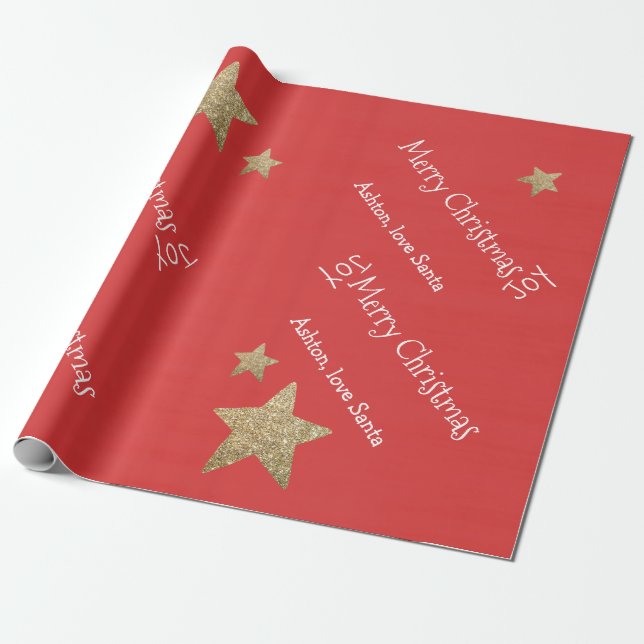 Personalised Santa Christmas Gift Wrapping Paper (Unrolled)