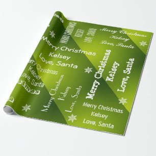 Personalised Santa Christmas Green Wrapping Paper