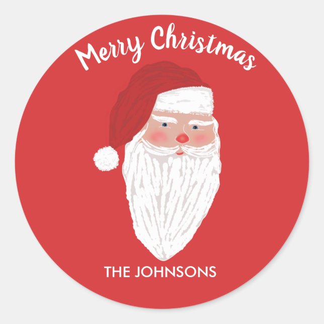 Personalised Santa Christmas Holiday Sticker - Red (Front)