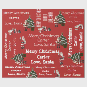Personalised Santa Christmas Red Wrapping Paper