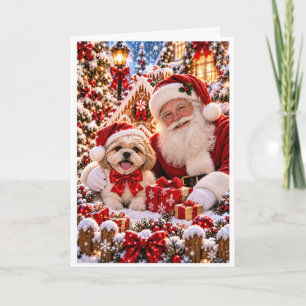 Personalised Santa Claus and Shih Tzu Christmas Gr Holiday Card