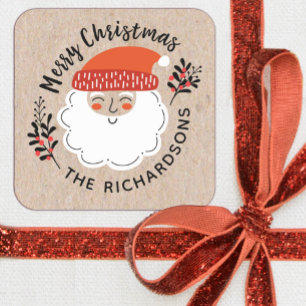 Personalised Santa Claus Christmas Square Sticker