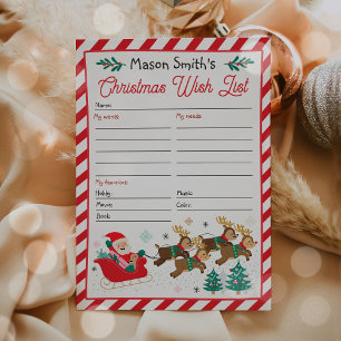 Personalised Santa Claus Christmas Wish List Invitation