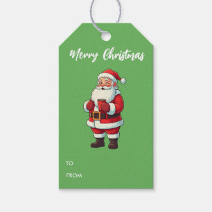Personalised Santa Claus Drinking Hot Chocolate  Gift Tags