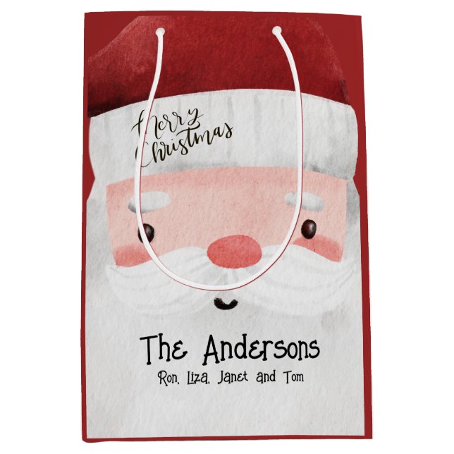 Personalised Santa Claus Merry Christmas Medium Gift Bag (Front)