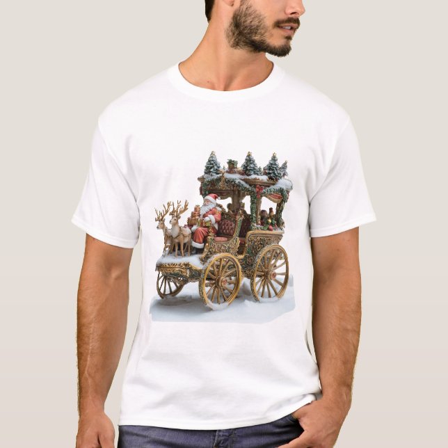 Personalised Santa Claus riding carriage T-shirt (Front)