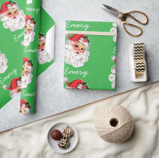 Personalised Santa Face Xmas Christmas Presents Wrapping Paper (Crafts)