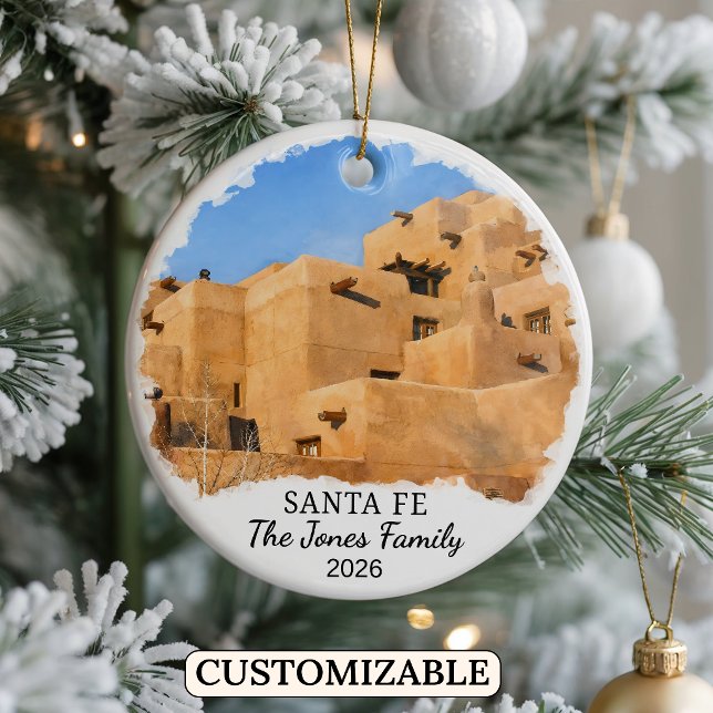Personalised Santa Fe Ornament, Custom New Mexico Ceramic Tree Decoration (Creator Uploaded)