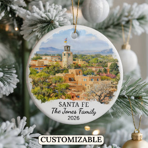 Personalised Santa Fe Ornament, Custom New Mexico Ceramic Tree Decoration