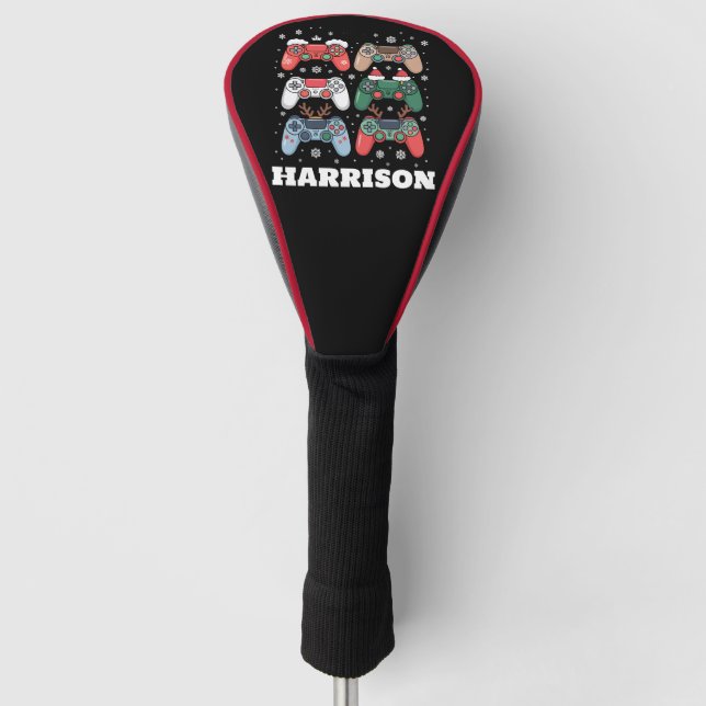 Personalised Santa Gaming Controller Gamer Xmas Golf Head Cover (Front)