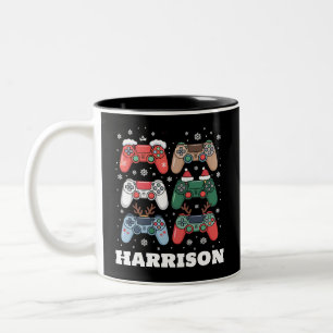 Personalised Santa Gaming Controller Gamer Xmas Two-Tone Coffee Mug