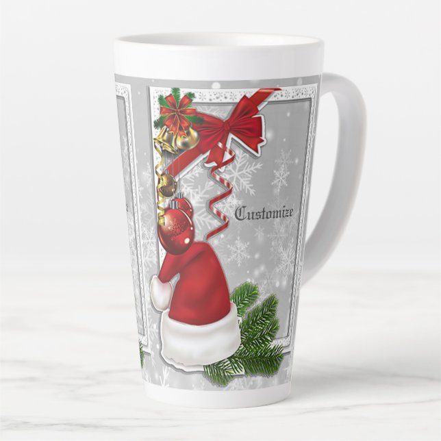 Personalised Santa Hat White Frame Latte Mug (Right Angle)