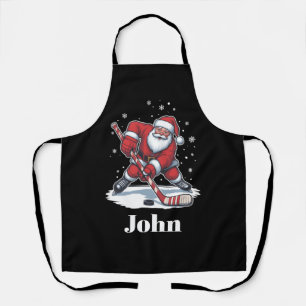 Personalised Santa Ice Hockey Christmas Sport  Apron