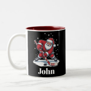 Personalised Santa Ice Hockey Christmas Sport  Two-Tone Coffee Mug