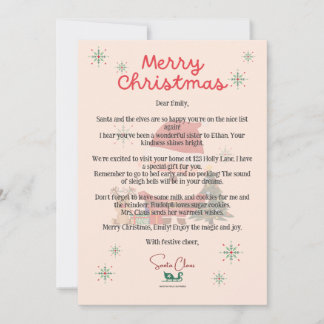 Personalised Santa Letter Christmas Card for Kids