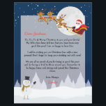 Personalised Santa Letter From North Pole<br><div class="desc">Personalise this letter from Santa with your child's name and text. This design features Santa in the sleigh with his 3 reindeers over the moon, a snowman waving hello and dark blue snowy forest background. On the back is lettering sent from the North Pole, a snowman and dark blue snowy...</div>