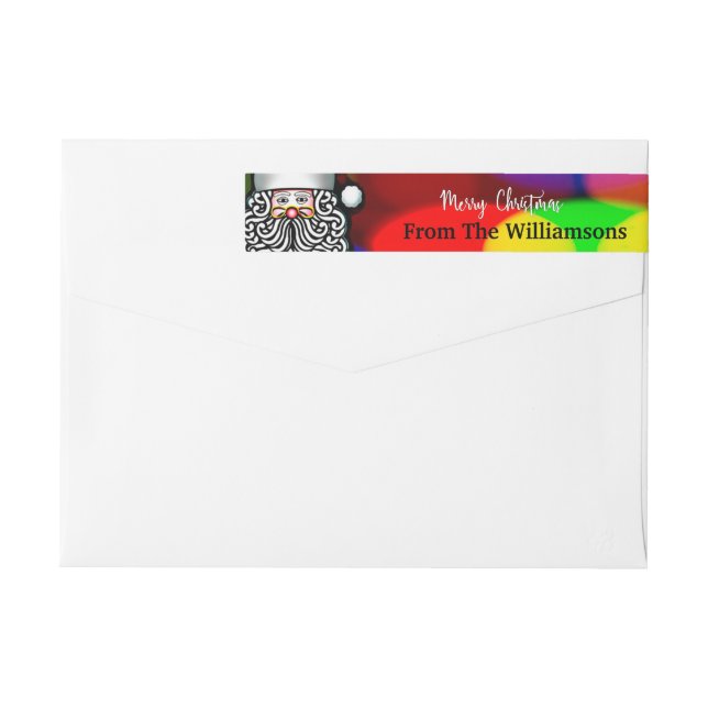 Personalised Santa Merry Christmas Return Address Wrap Around Label (Back)