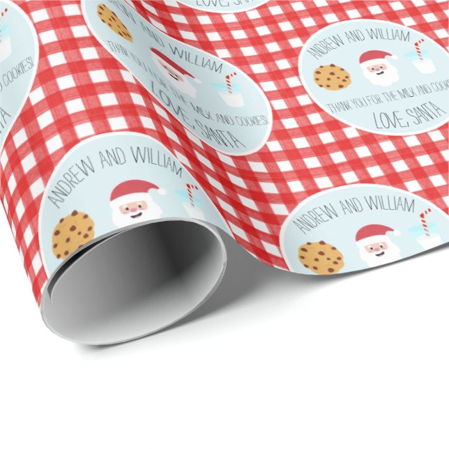 Personalised Santa Milk and Cookies Wrapping Paper (Roll Corner)