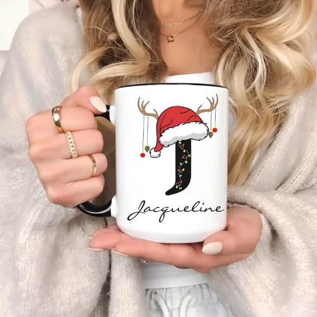 Personalised Santa Monogram Mug for Mum & Dad (monogram christmas mug, holiday coffee mug, christmas coworker gift, christmas mug for friends,)