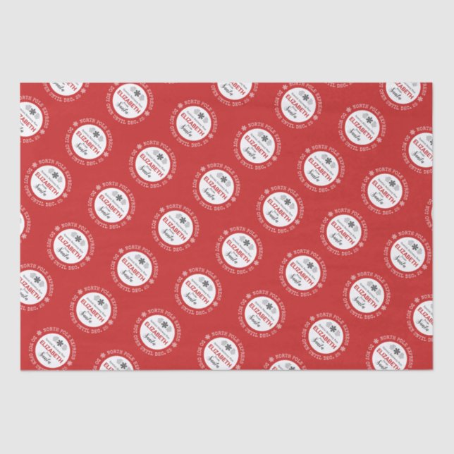 Personalised Santa North Pole Express Tissue Paper (Front)