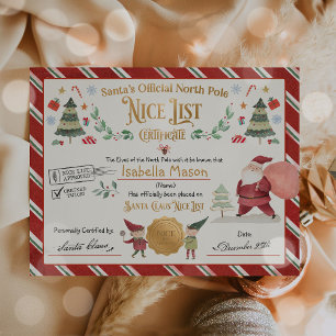 Personalised Santa Official Nice List Certificate