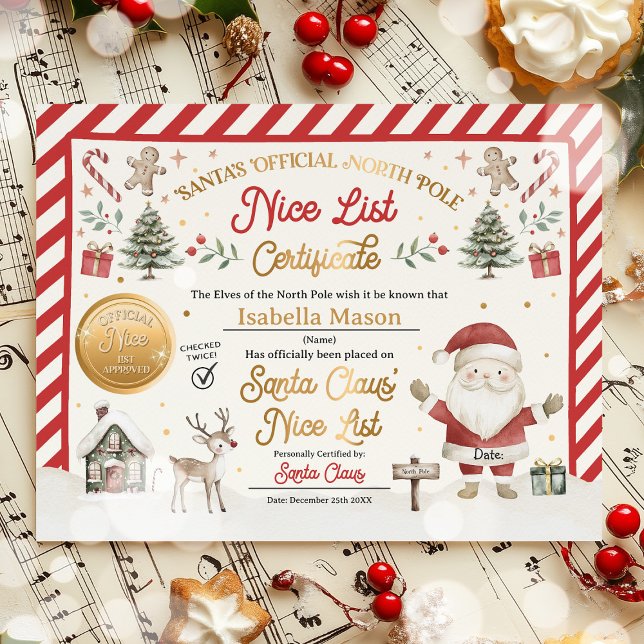 Personalised Santa Official Nice List Certificate (Creator Uploaded)