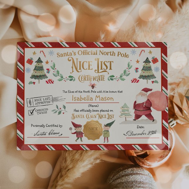 Personalised Santa Official Nice List Certificate Invitation (Creator Uploaded)