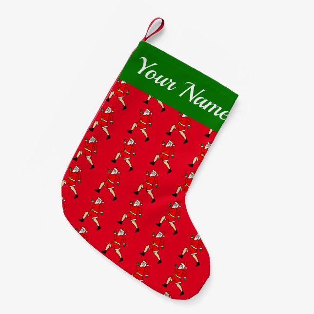 Personalised Santa on the Run Stocking (Front (Hanging))