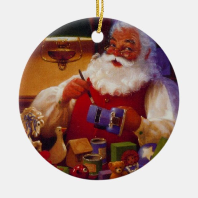 Personalised Santa Painting Toy Christmas Ornament (Front)
