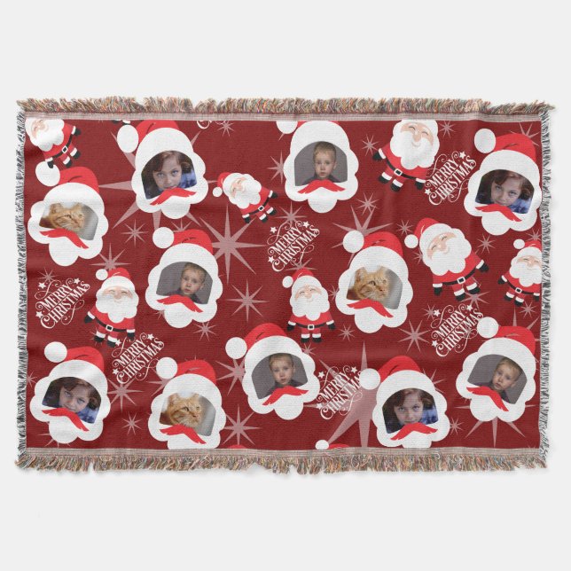 Personalised Santa Photo Collage Throw Blanket (Front)