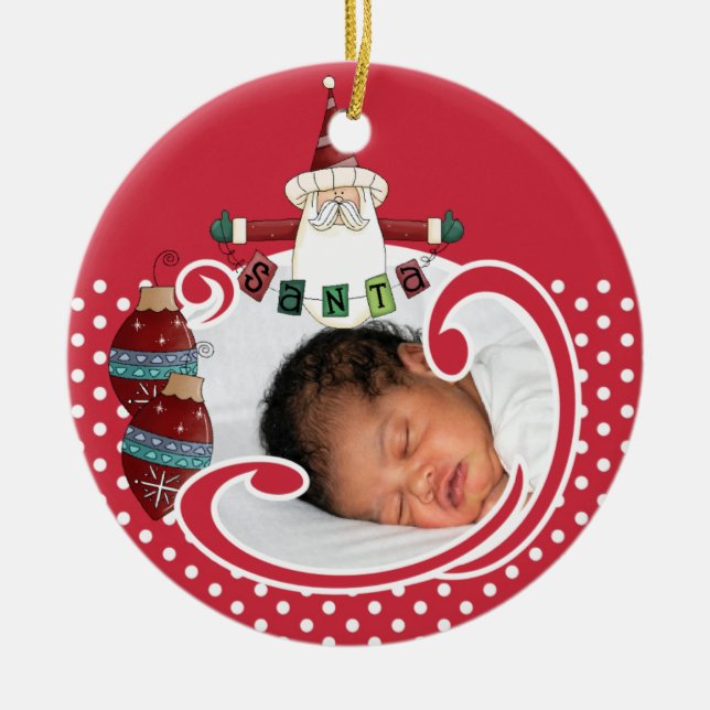 Personalised SANTA Photo Keepsake Ornament (Front)