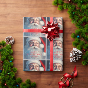 Personalised Santa Portrait Christmas Wrapping Paper