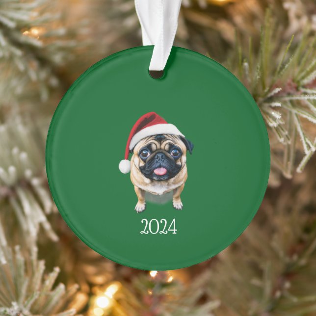 Personalised Santa Pug Ornament (Tree)