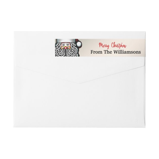 Personalised Santa Silver Merry Christmas Address Wrap Around Label (Back)