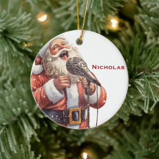 Personalised Santa Singing Ceramic Tree Decoration