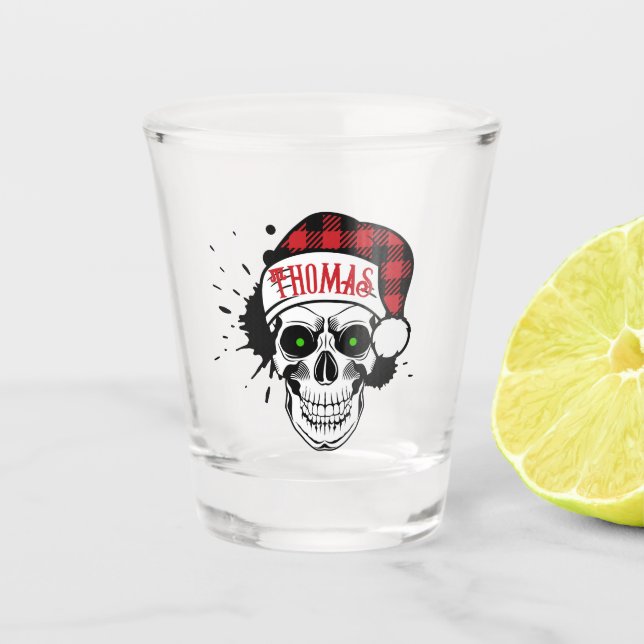 Personalised Santa Skull Shot Glass (Front)