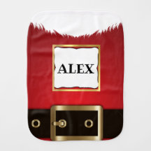 Personalised Santa Suit Buffalo Plaid Burp Cloth