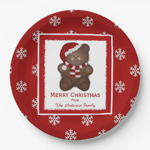 Personalised Santa Teddy Bear Paper Plates